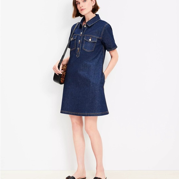 LOFT | Dresses | Loft Denim Mini Pocket Dress L | Poshmark